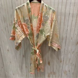 Floral satin robe